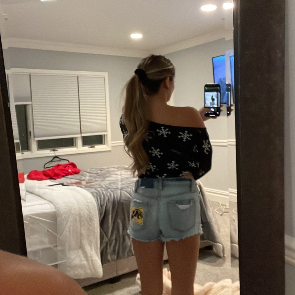 Womens Jean Shorts with University of Michigan patch